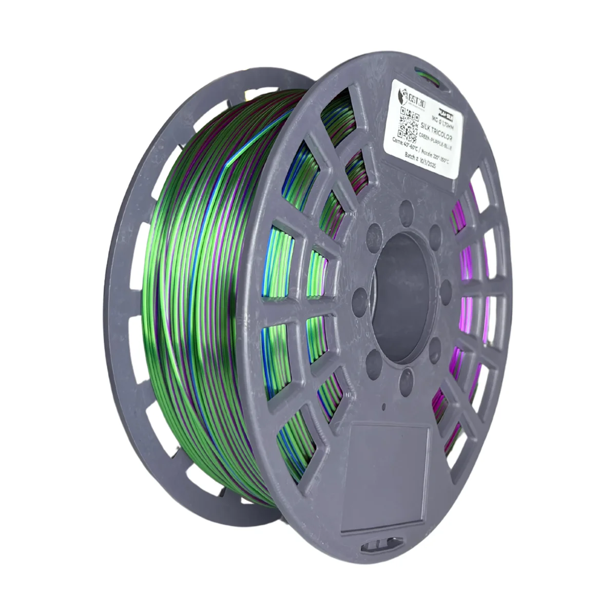 SILK TRICOLOR VERDE PURPURA AZUL GREEN PURPLE BLUE GST sin caja PLA SILK Filamento 3D 1.75 1KG