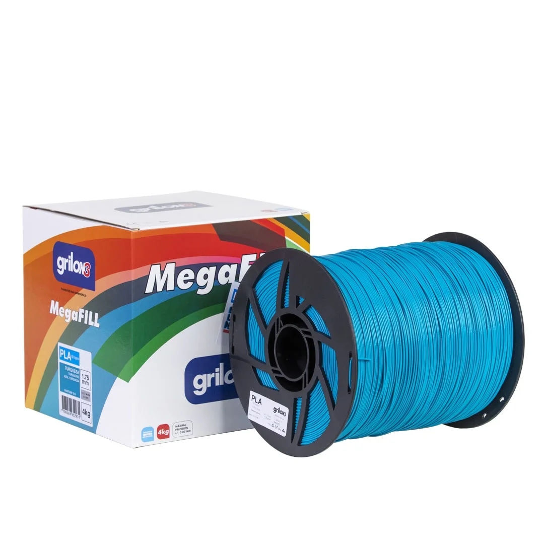 TURQUESA 4kg PLA MEGAFILL Grilon -No Rebobinable-
